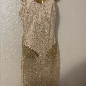 Sara Gold Glitter Backless Dress